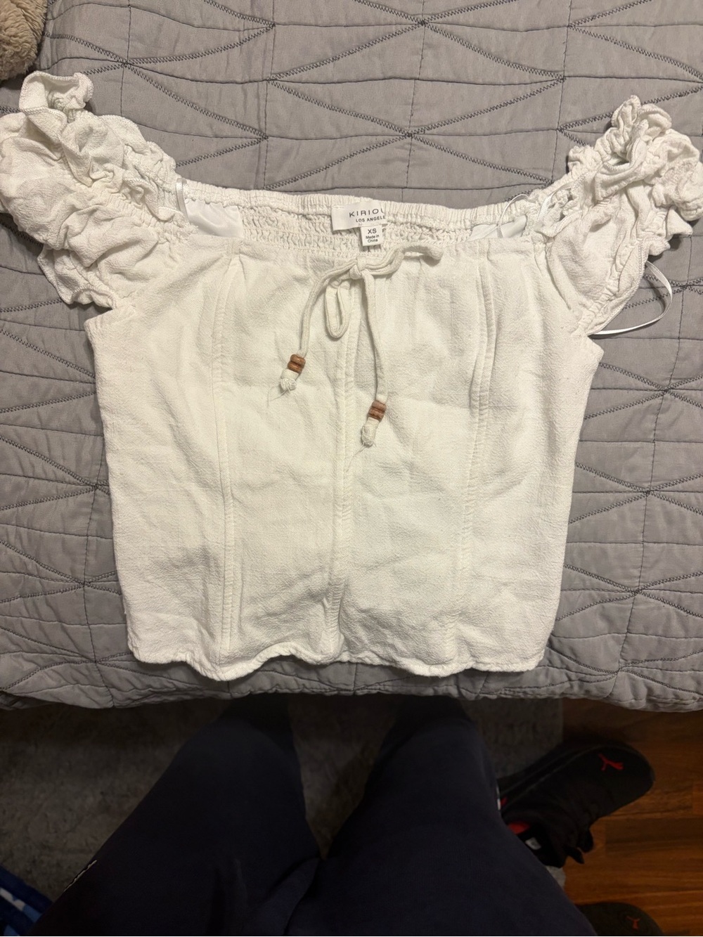 KIRIBO Kirious White Off-Shoulder Tie-Front Camisole Size XS Y2K